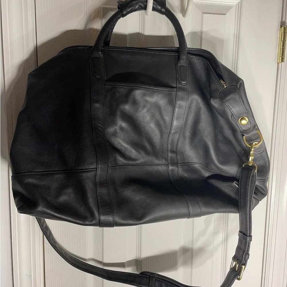 Coach black duffel bag with strap